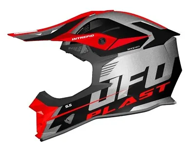 UFO 2024 Intrepid Motocross MX Helmet Black Red Grey Gloss- All Adult Sizes • $126.28