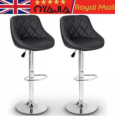 2pcs Faux Leather Bar Stools Breakfast Kitchen Chair Chrome Swivel Bar Hiincgbup • £54.19