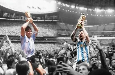 $18.04 • Buy Argentina Heroes Maradona And Messi Lifting World Cup Art Print Poster 24x36 In