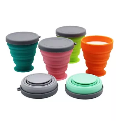 With Lid Foldable Cup Telescopic Travel Mug Collapsible Water Cups  Camping • £4.48