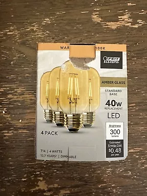 40-Watt 4-Watt T14 Dimmable LED Amber Glass Antique Vintage Light (4-Pack) • $11.99