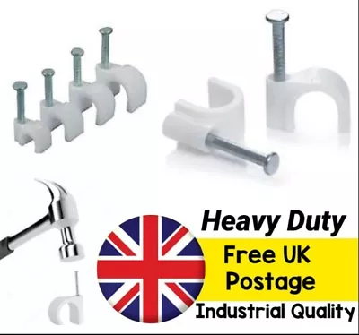 £3.99 • Buy White Round Cable Clips For Wall Mounting Cables 6mm 10 20 30 50 100