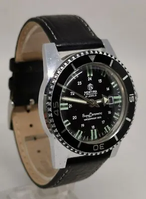 Vtg 1970s Mortima Datomatic Ref 169219 Diver 21J Gents 38mm Watch Cal Cattin C66 • $315.81