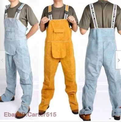 Welding Mens Overalls Protective Welder Wearproof Pants Workwear Suspender New • $96.36