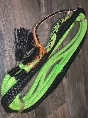 Lime Green Nylon & Black Poly Pro 9/7 LH- 7/8 X 1 1/8' EPT Bull Rope Rider 16' • $289.99