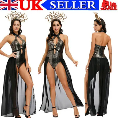 Womens Greek Goddess Costume Medusa Snake Lover Christmas Party Costume Dress UK • £24.99