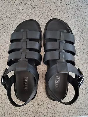 Office Black Leather Cage Sandals Size 6 • £1.99