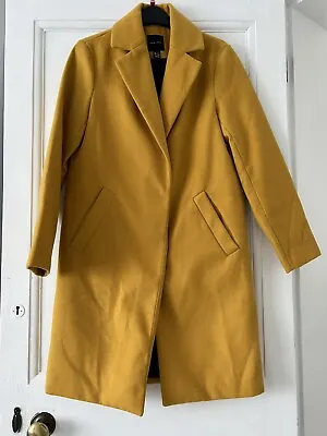 New Unworn New Look Soft Wool Feel Midi Length Coat In Mustard   Size 8 • £25