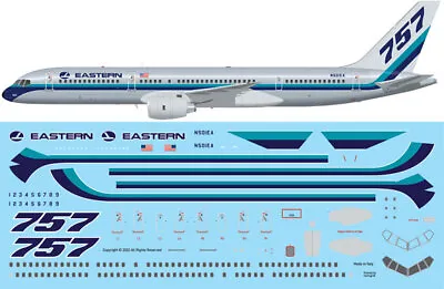 1/144 Eastern Airlines Boeing 757-200 Screen Printed Decal • $17.75