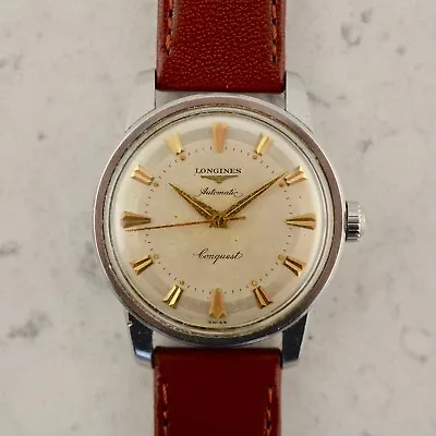 C.1956 Vintage Longines Automatic Conquest Watch Cal.19AS Ref. 9000-8 In Steel • £1134.54