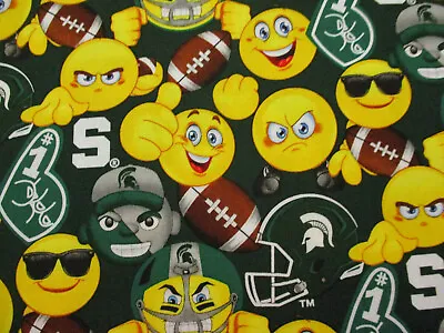 Michigan State Spartans Msu Shades Big Hand Green Face Emoji Cotton Fabric Fq • $3.89