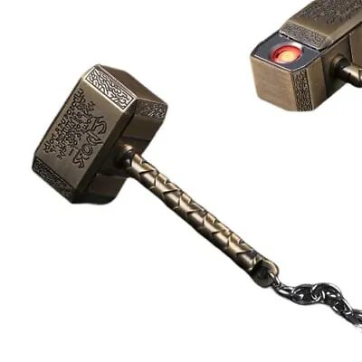 Cool Metal Hammer LighterKeychain Mini Vintage Texture Rechargeable USB Elect... • $30.32