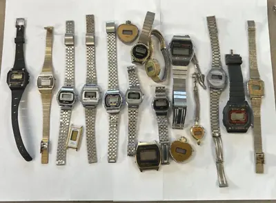 Vtg Watch Lot Of 17 Digital LCD LED  PARTS/REPAIR!!! • $19.99