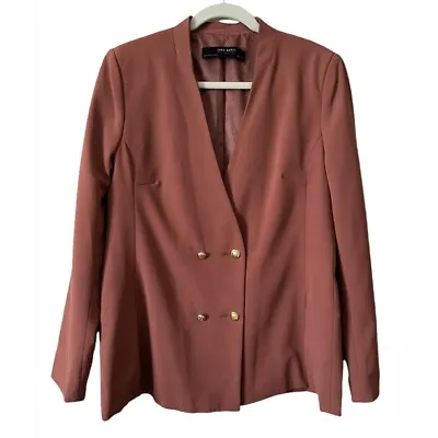 Zara Basic Collection Dusty Pink Double Breasted Blazer Women's Size Large • $39.98