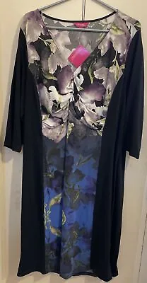 Size 22 BNWT Changes By Together Flattering Stretch Dress Black & Floral  • £9