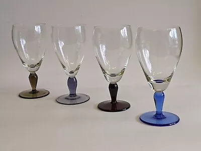 Four Coloured Stem Cordial Drinking Glasses • £9.99