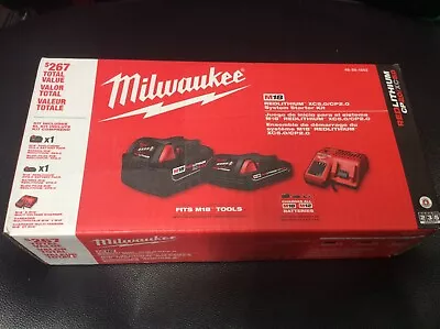 Milwaukee M18 XC5.0Ah & CP2.0Ah Starter Kit Battery Charger 48-59-1852 - SEALED • $89.99