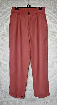 ZARA Rusty Pink Silk Feel Smart / Casual Trendy Turn Up Trousers - Size L 30x25 • £5