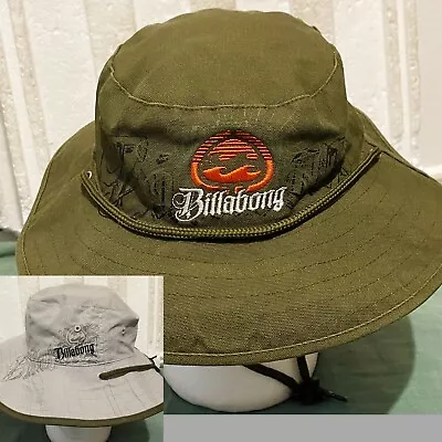 VINTAGE Billabong Bucket Hat Boonie Reversible W/ Sash Y2K 2000s Adult SMALL • $39.95