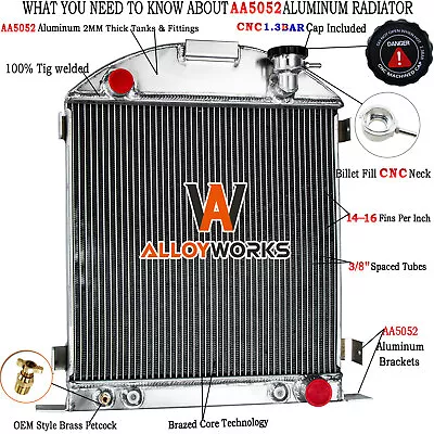 3 Row Radiator Cooler For Ford Model A Chevy Engine Configuration 1928-1929 • $199