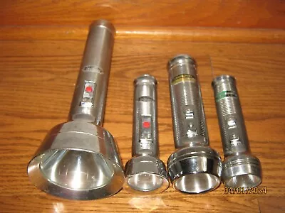 Vintage Lot Of 4 Flashlights 2x Eveready Captain 2x Ray-O-Vac Sportsman • $24.95