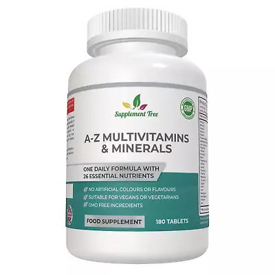 A-Z Multivitamins And Minerals For Men & Women - 180 Vegan Multivitamin Tablets • £11.97