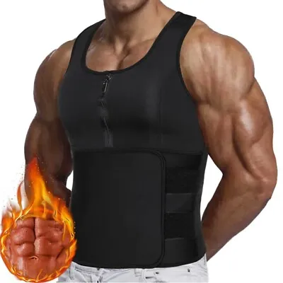 $29.99 • Buy Men's Weight Loss Sauna Sweat Vest Neoprene Waist Trainer Tank Sport Body Shaper