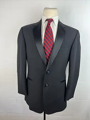 Custom Made Men's Black Solid Wool Tuxedo Blazer 40R $795 • $125.03