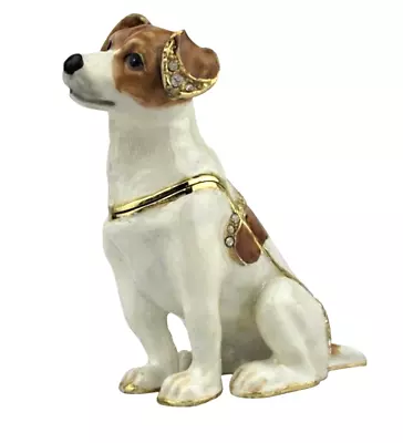 Jack Russell Dog Trinket Box Sitting Jeweled Enameled NIB - So Cute! • $29.75