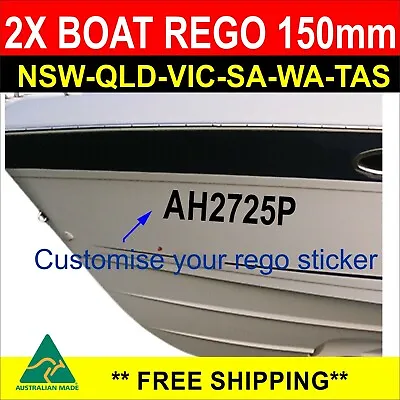 $15 • Buy Boat Registration Decal Set 150mm High Vinyl Rego Stickers Numbers & Letter 2Pcs