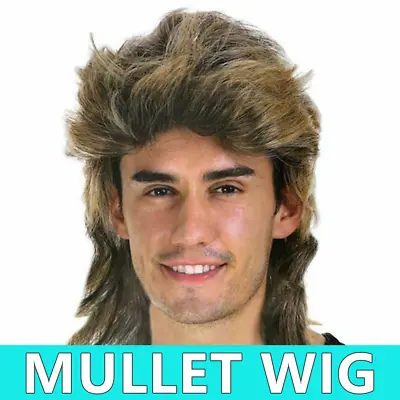 Mullet Wig Hair Costume Party Dress Up 80s 70s Aussie Bogan Rock - Golden Blonde • £8.99