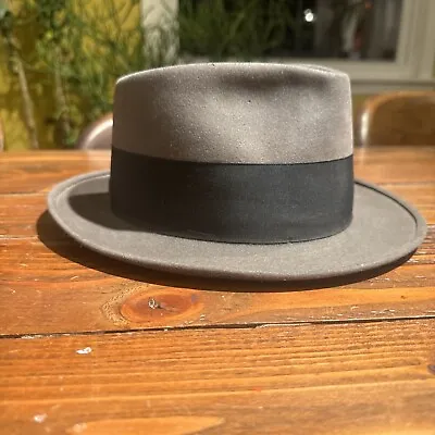 Vintage MALLORY  TEN  HOMBURG Felt Fedora Hat 50s 60s Back Bow Godfather • $49.99