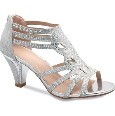 Forever Women's Open Toe Strappy Rhinestone Dress Sandal Low Heel Wedding Sh... • $28.99