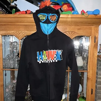 Tony Hawk Black Full Zip Hoodie Mask Screen Eyes Orange Mohawk Youth M • $22