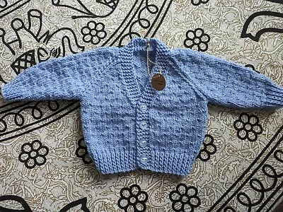 New Hand Knitted Baby Cardigan For 0-3 Months • £8.50