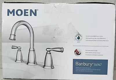 New Moen Banbury Bathroom Faucet & Valve Chrome 2-Handle Widespread 84947 • $59.99