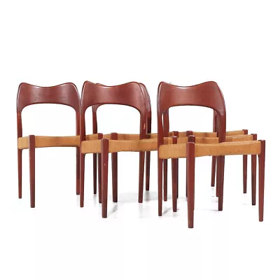 Arne Hovmand Olsen For Mogens Kold MCM Danish Teak Papercord Dining Chairs - 6 • $6347