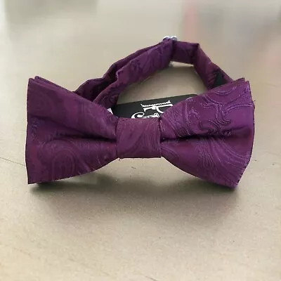 $12.39 • Buy Eggplant Boy Straight Cut PAISLEY PATTERN Pre-tied Bow Tie Kids Wedding Party
