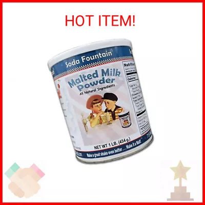 Soda Fountain Malted Milk Powder 1 Lb. Canister - Malt Powder For Ice Cream And • $22.40