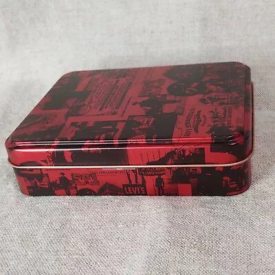 Levi's Collectible Empty Metal Tin Gift Box Red Black Jewelry Gifting Storage • $4.95