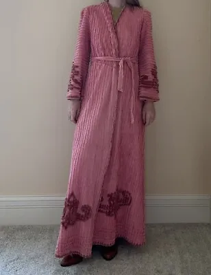 1950s Vintage Loungewear Chenille Robe Pink Rare XS X-small • $199