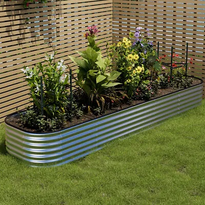 Garden Metal Raised Vegetable Planter Outdoor Flower Trough Herb Grow Bed Box • £35.95
