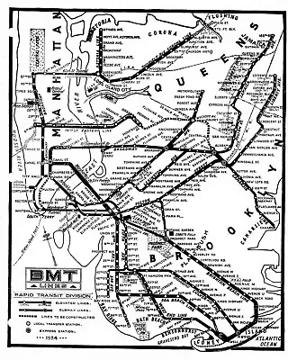 1924 New York BMT Subway Map BMT Lexington Avenue Brooklyn Manhattan Wall Poster • $21.95