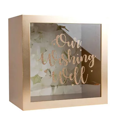 Wooden Our Wishing Well Rose Gold Wedding Engagement Card Box • $89.95