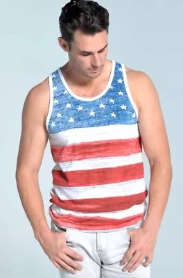 Old Glory American Flag Men's Tank Top USA All Over Flag Print 2 Colors MTT-500 • $9.99