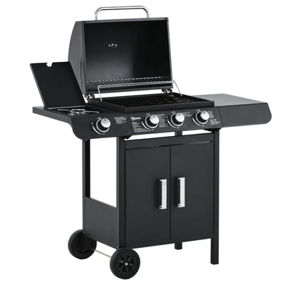 £191.99 • Buy Outsunny Deluxe Gas Barbecue Grill 3+1 Burner Garden BBQ W/ Large Cooking Area