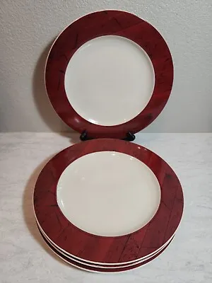 4 Dinner Plates Barns Warren Kimble Sakura Red Boards 11     • $42.95