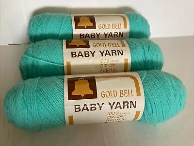 Gold Bell Vintage Baby Yarn Acrylic Lot Of 3 Skeins Each 2 Ounces • $12
