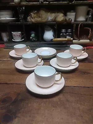  Vintage A.K. France Limoges Demitasse Cups And Saucers Pink/ Gold Trim • $29.95