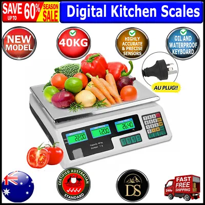 Digital Kitchen Scales Commercial Shop Market Food Weight Scale Electronic 40KG • $41.15